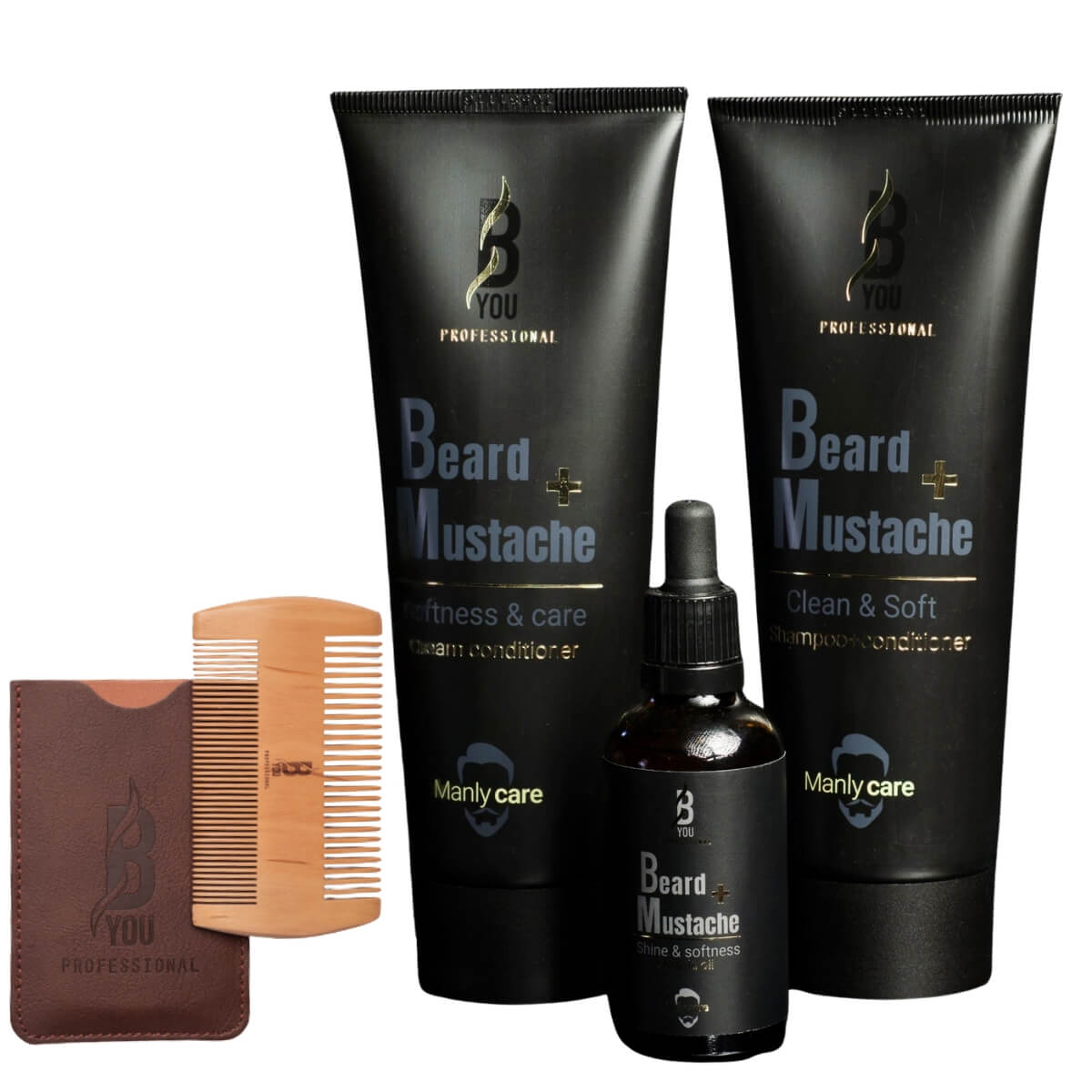 ערכת טיפוח לזקן/שפם שמפו+מרכך, קרם לריכוך, שמן ומסרק לזקן B YOU בי יו ערכת טיפוח לזקן/שפם שמפו+מרכך, קרם לריכוך, שמן ומסרק לזקן B YOU בי יו