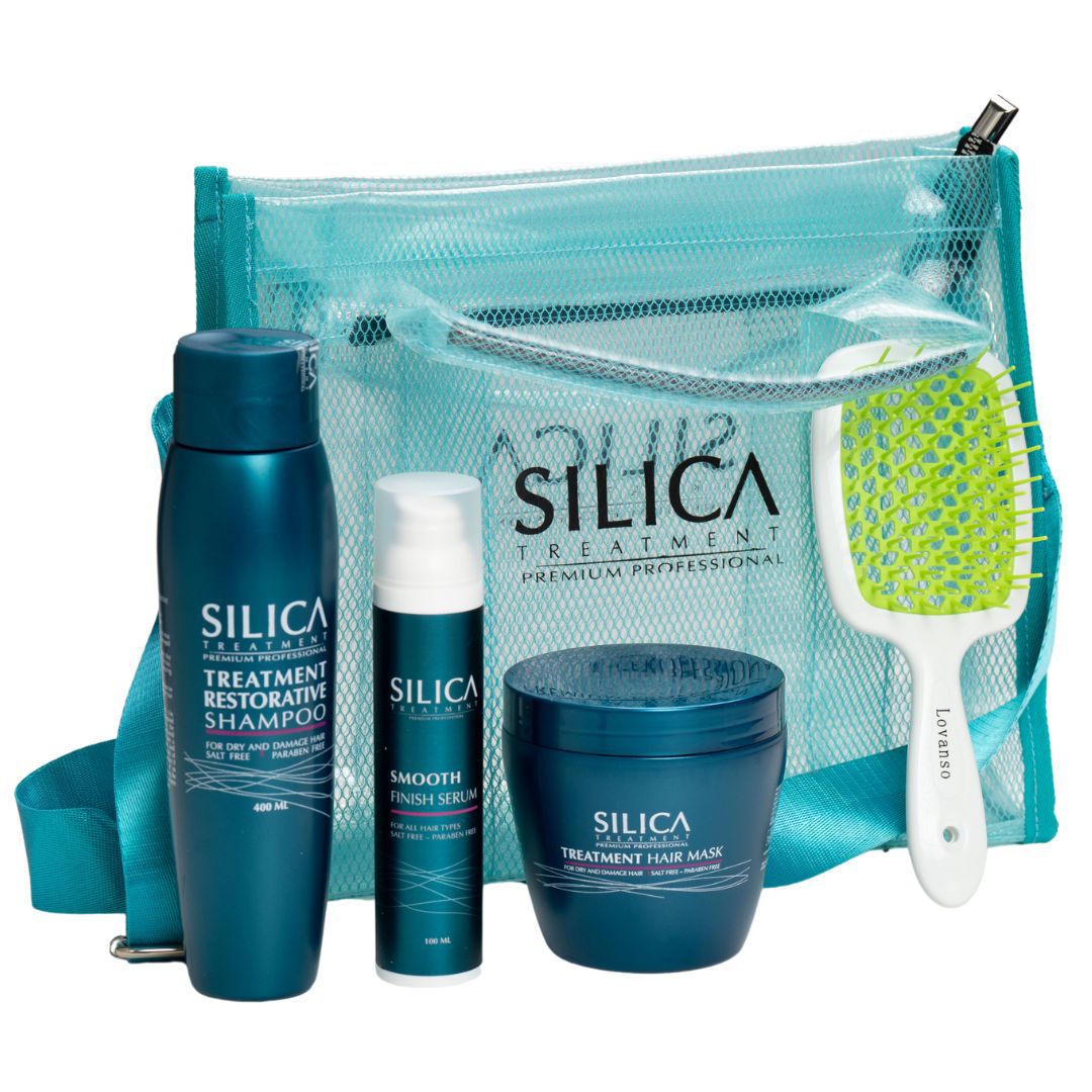 ערכה לשיקום השיער לאחר החלקה SILICA שמפו+מסכה+סרום סיליקה ערכה לשיקום השיער לאחר החלקה SILICA שמפו+מסכה+סרום סיליקה