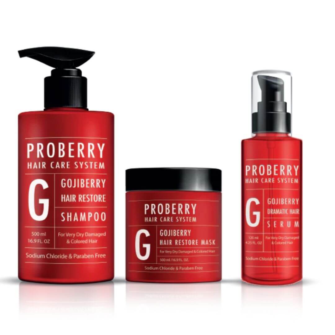 מארז שמפו +מסכה+ סרום PROBERRY לשיער יבש, צבוע ופגום פרוברי מארז שמפו +מסכה+ סרום PROBERRY לשיער יבש, צבוע ופגום פרוברי