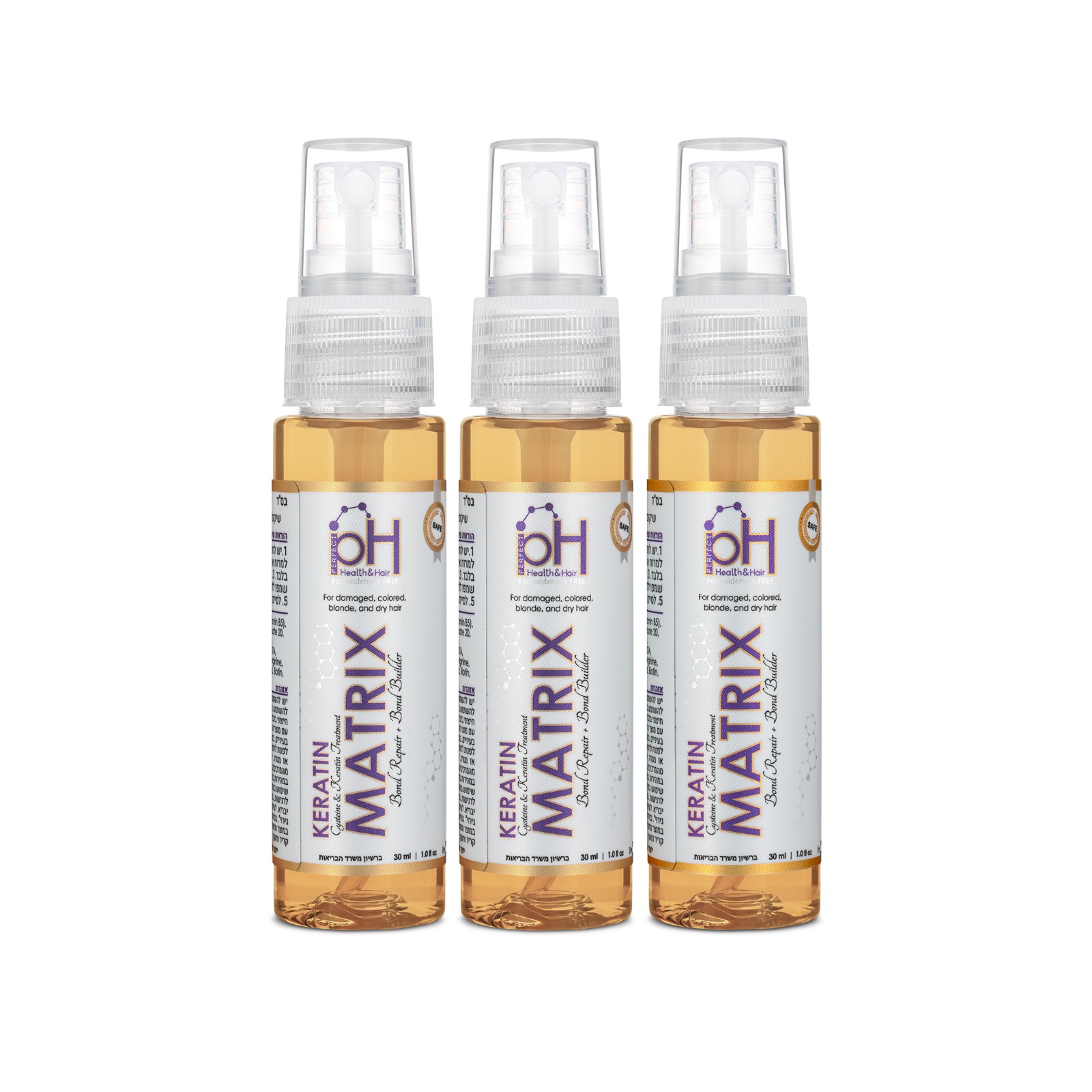 קראטין מטריקס Keratin Matrix PH לשיקום השיער 3 בקבוקונים 30 מ"ל כ"א קראטין מטריקס Keratin Matrix PH לשיקום השיער 3 בקבוקונים 30 מ"ל כ"א
